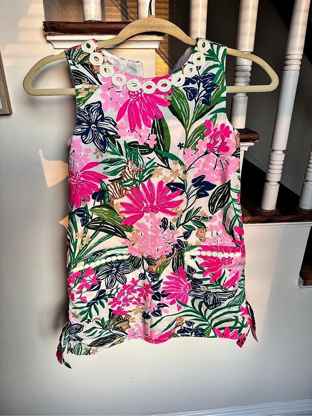 Lilly Pulitzer Little Lilly Classic Shift Dress Floral Mini Pink & Green